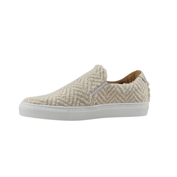 BEIGE HERRINGBONE SLIP-ON